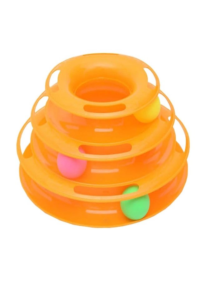 PET FUN 3 Layers Interactive Tower of Track Roller Pet Toy with Colorful Rolling Balls | Ideal for Solo or Group Play for Cats & Kittens | Turntable Puzzle Toy for Mental and Physical Exercise - Image 1